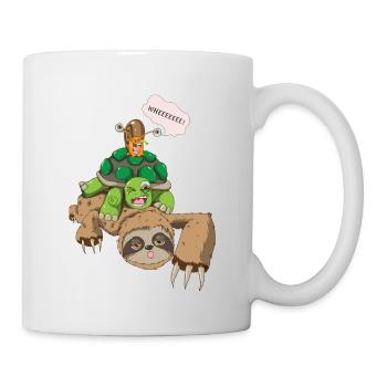 Faultier Schildkröten Schnecken Motiv Tierlieb - Tasse - Weiß - Rechts