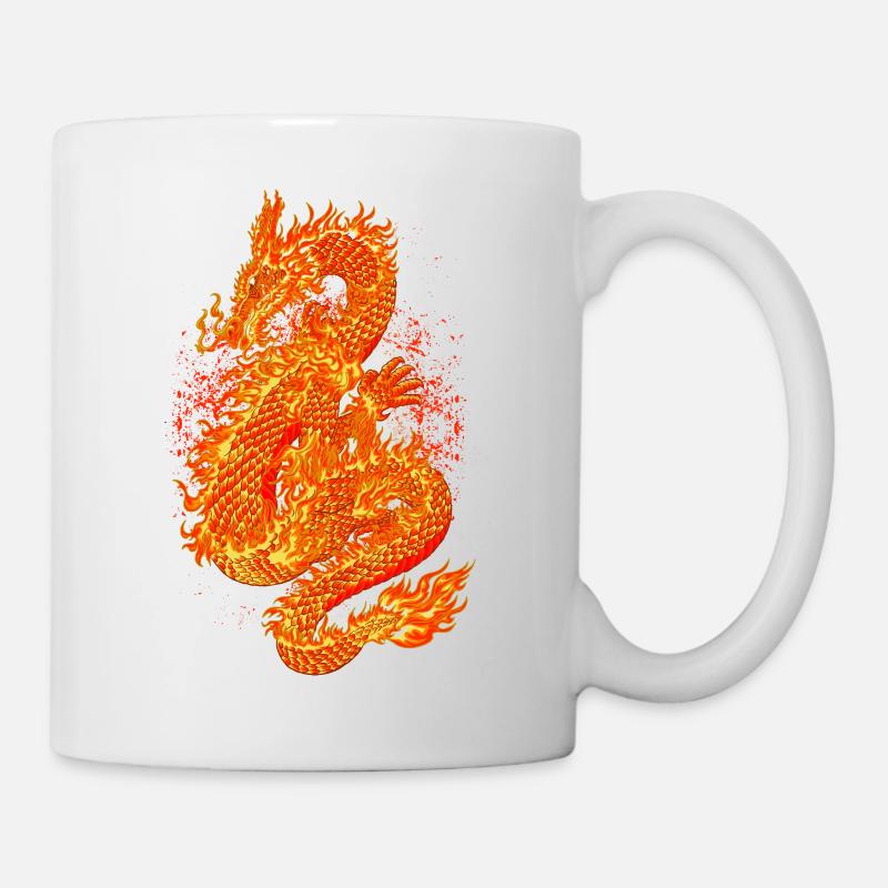 dragon dragon de feu feu - Mug blanc - blanc