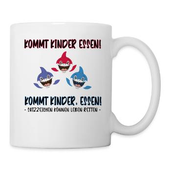 Kommt Kinder, Essen! Rechtschreibung Grammatik Tee - Tasse - Weiß - Rechts