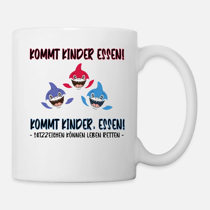 Kommt Kinder, Essen! Rechtschreibung Grammatik Tee - Tasse - Weiß