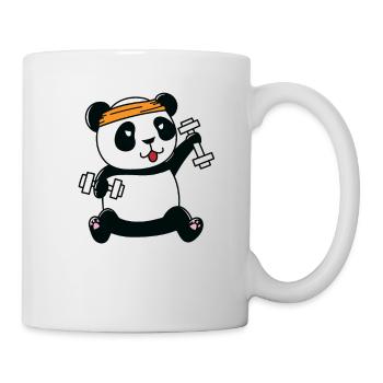 Pandabär trainiert mit Hanteln - Tasse - Weiß - Rechts