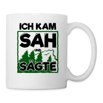 Kettensäge Motorsäge Holzfäller Geschenk - Tasse - Weiß - Rechts