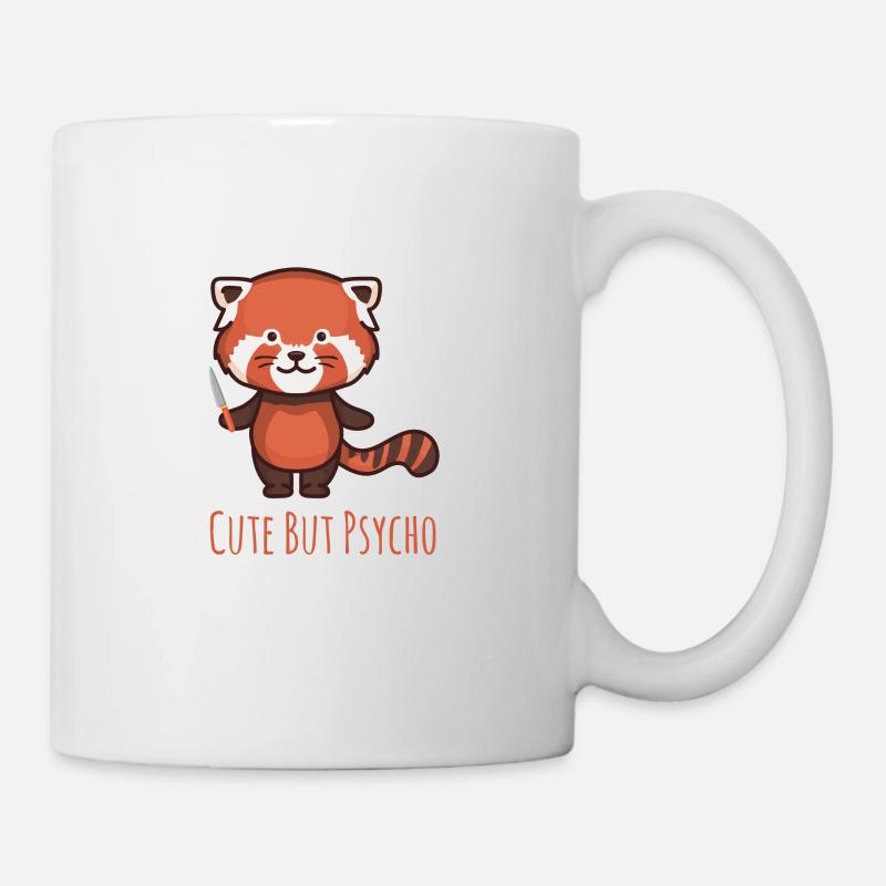 Süß aber psycho - Roter Panda mit Messer - Tasse - Weiß