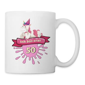 50 Jahre, Runder 50. Geburtstag Einhorn T-Shirt Ge - Tasse - Weiß - Rechts