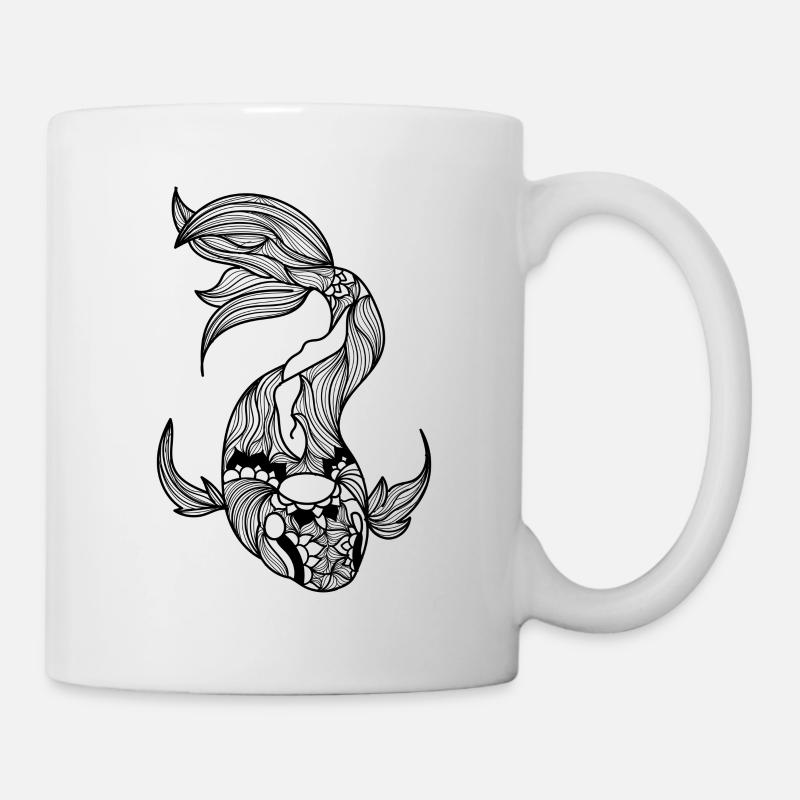 Koi Karpfen Koi Mandala Zeichnung Gartenteich - Tasse - Weiß