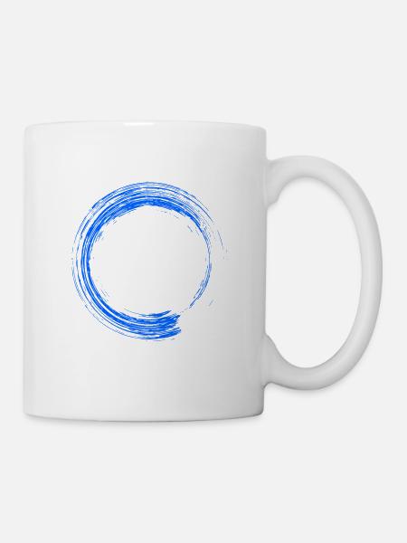 Circle Design Brush Blue - Mug - white