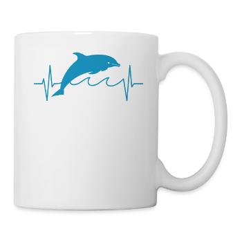 Delfin Delphin Dolphin Herzschlag Linie Geschenk - Tasse - Weiß - Rechts