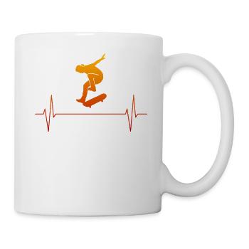 Skateboarder skate skate cadeau de battement de coeur - Mug blanc - blanc - Droite