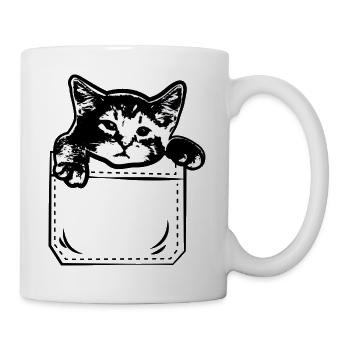 Katze Kätzchen Katzenhalter Brusttasche Katzen - Tasse - Weiß - Rechts