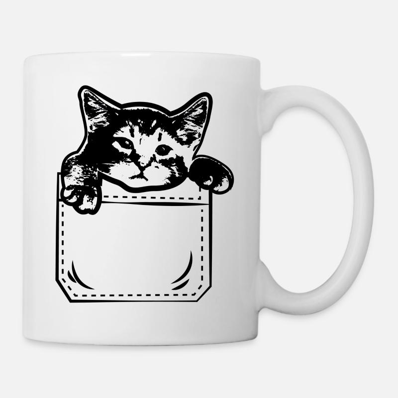 Chat chat chat propriétaire de la poche poitrine chats - Mug blanc - blanc