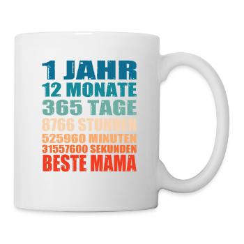 1 Jahre Beste Mama Spruch Muttertag Geschenk - Tasse - Weiß - Rechts