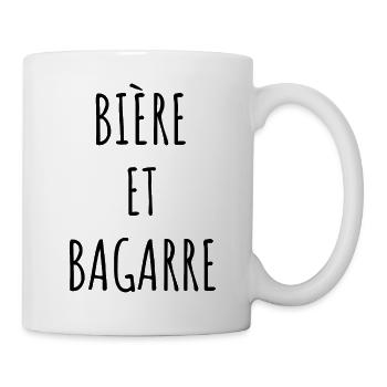 BIÈRE ET BAGARRE idée cadeau humour - Mug blanc - blanc - Droite