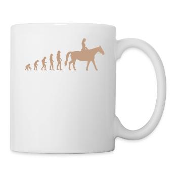 Reiten Reiterin Pferd Evolution Lustig Geschenk - Tasse - Weiß - Rechts