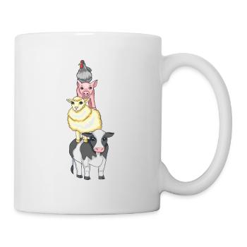 Farmtiere die auf dem Rücken des Anderen stehen - Tasse - Weiß - Rechts