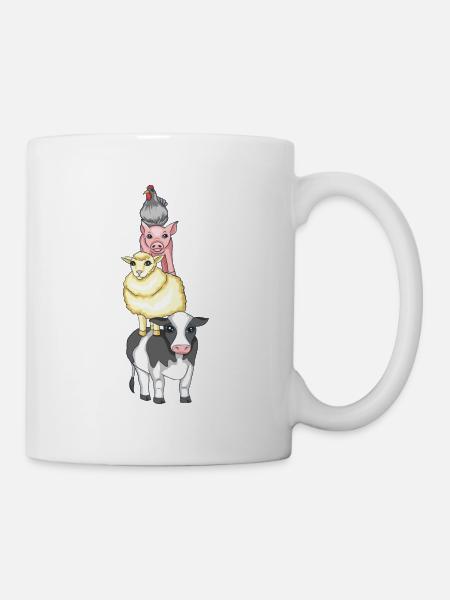 Farmtiere die auf dem Rücken des Anderen stehen - Kop/krus - hvid