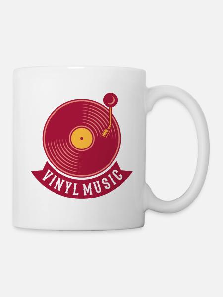 PLATTENSPIELER VINYL RECORD Geschenk Vintage Musik - Tasse - Weiß