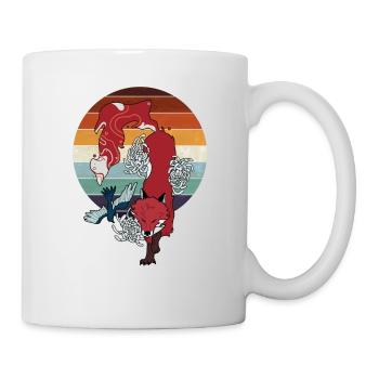 Japanischer Spirit Fuchs | Vintage Retro - Tasse - Weiß - Rechts