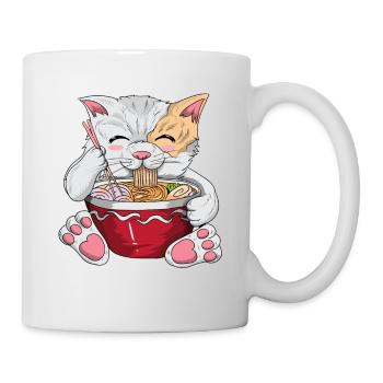 Japanese kawaii cat with noodles cat owner - Mug - white - Right