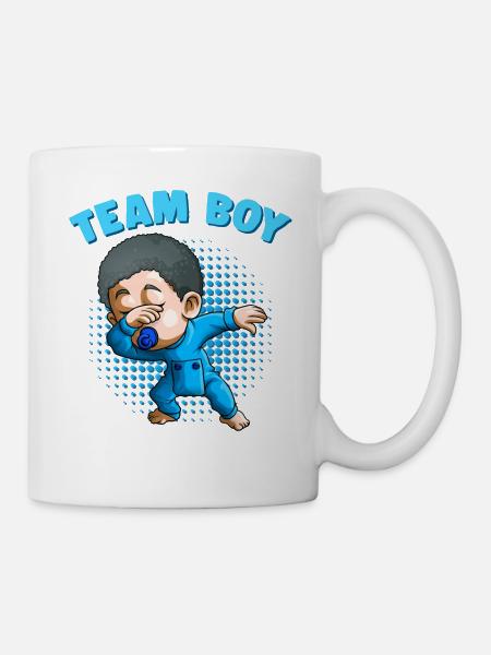 Team Boy Funny Gender Reveal Party Dabbing Noir B - Mug blanc - blanc