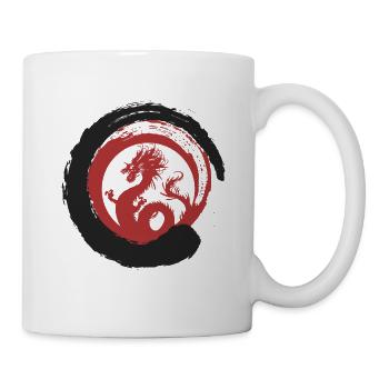 Drachen Japan Asien Bambus Sonne Kanji Natur - Tasse - Weiß - Rechts