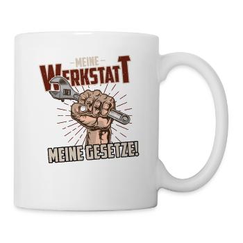 Meine Werkstatt Meine Gesetze KFZ Mechatroniker - Tasse - Weiß - Rechts