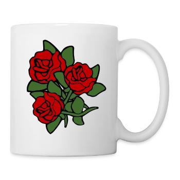 Rose - Rosen -rote Rosen - Tasse - Weiß - Rechts