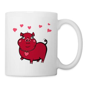 Cochon amoureux - Pig in Love - Mug blanc - blanc - Droite