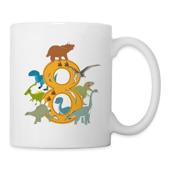 Geburtstag 8 Jahre Dinosaurier Dino 8. Geburtstag - Tasse - Weiß - Rechts