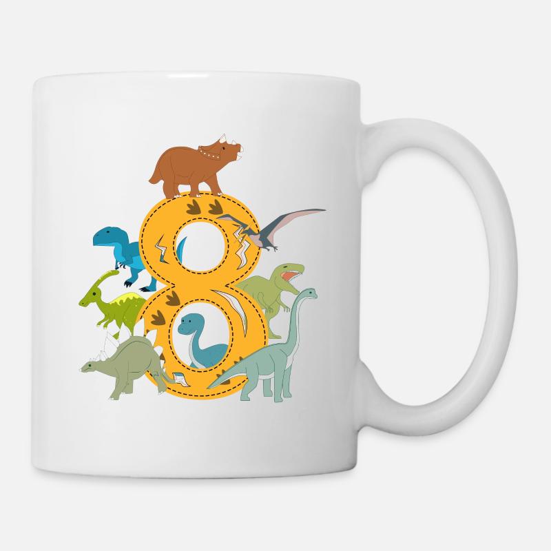 Geburtstag 8 Jahre Dinosaurier Dino 8. Geburtstag - Tasse - Weiß
