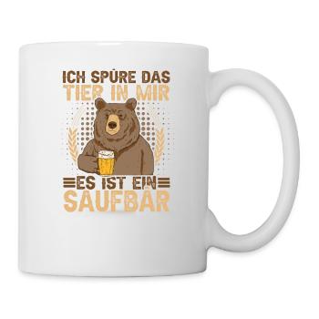 Ich spüre das Tier Saufbär Vatertag Papa Geschenk - Tasse - Weiß - Rechts
