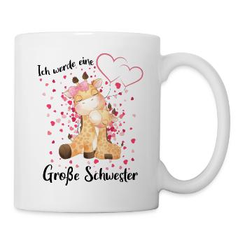 Nachwuchs verkünden Ich werde große Schwester 2022 - Tasse - Weiß - Rechts