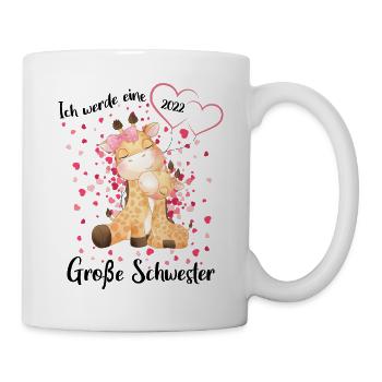 Nachwuchs verkünden Ich werde große Schwester 2022 - Tasse - Weiß - Rechts