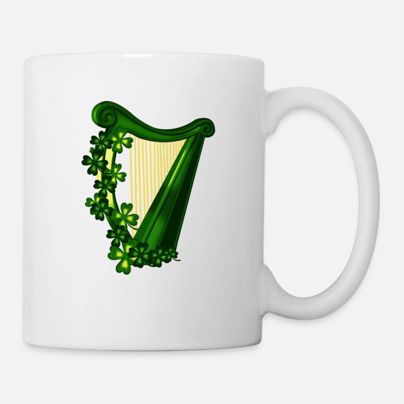 Harpe irlandaise drôle de cadeaux de la Saint-Patrick pour harpe p - Mug blanc - blanc