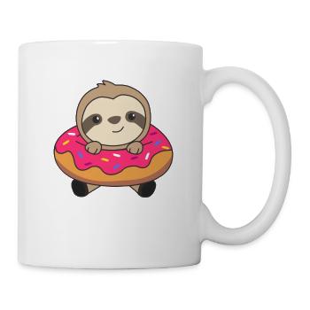 Süßes Faultier Faultiere Laib Donut Streusel pink - Tasse - Weiß - Rechts