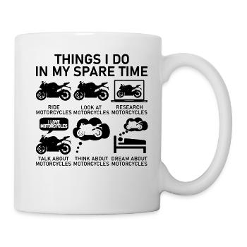 Dinge, die ich in meiner Freizeit - Motorräder! - Tasse - Weiß - Rechts