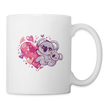Cute koala bear family who embraces a heart - Mug - white - Right