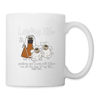 Christian Design Schafe mit ihrem guten Hirten - Tasse - Weiß - Rechts