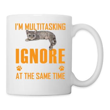 Funny Cat Je suis multitâche je peux écouter et oublier - Mug blanc - blanc - Droite