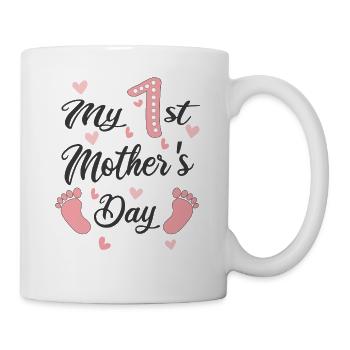 Erster Muttertag Baby Mama Babyfüße Herz - Tasse - Weiß - Rechts