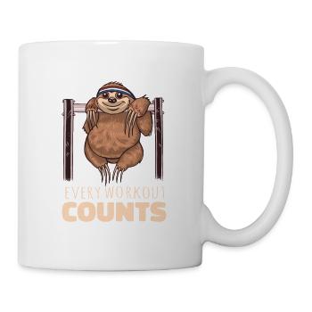 Faultier Workout Sport Training Klimmzug Abhängen - Tasse - Weiß - Rechts