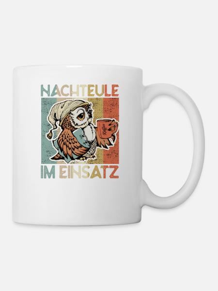 Nachteule im Einsatz Eule Müde Krankenschwester - Tasse - Weiß