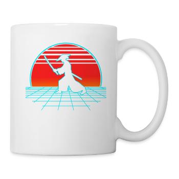 Samurai Warrior Retro Vintage années 80 Vaporwave Bushid - Mug blanc - blanc - Droite