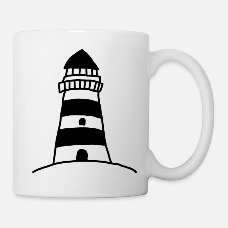 Lighthouse with stripes - Mug - white