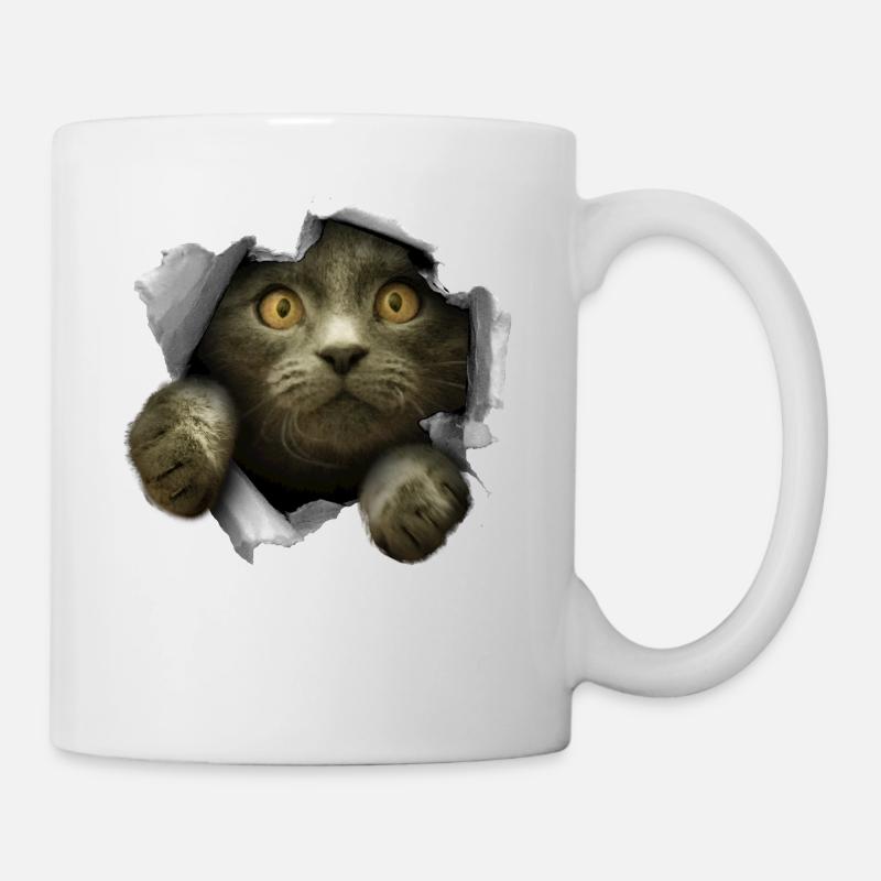 Kätzchen Riss süße Katze - Tasse - Weiß