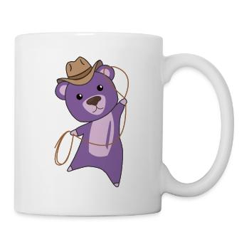 Cowboy Bear Bear Teddy Bear Western Purple - Mug - white - Right