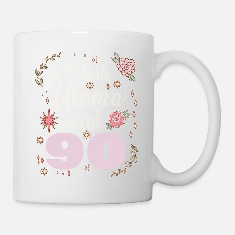 Die beste Uroma feiert ihren 90. Geburtstag - Tasse - Weiß