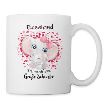 Ich werde große Schwester 2022 Geschenk Elefant - Tasse - Weiß - Rechts