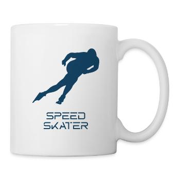 Eisschnelllauf Wintersport Schlittschuh Shorttrack - Tasse - Weiß - Rechts