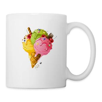Crème glacée multicolore dans la gaufre de Cornet figure - Mug blanc - blanc - Droite