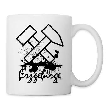 Erzgebirge Logo mit Hammer und Schlägel, Tattoo - Tasse - Weiß - Rechts